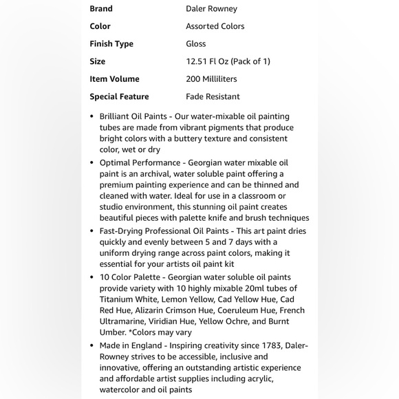 NWT Daler Rowney Georgian Water Mixable Oil Set - Picture 5 of 9